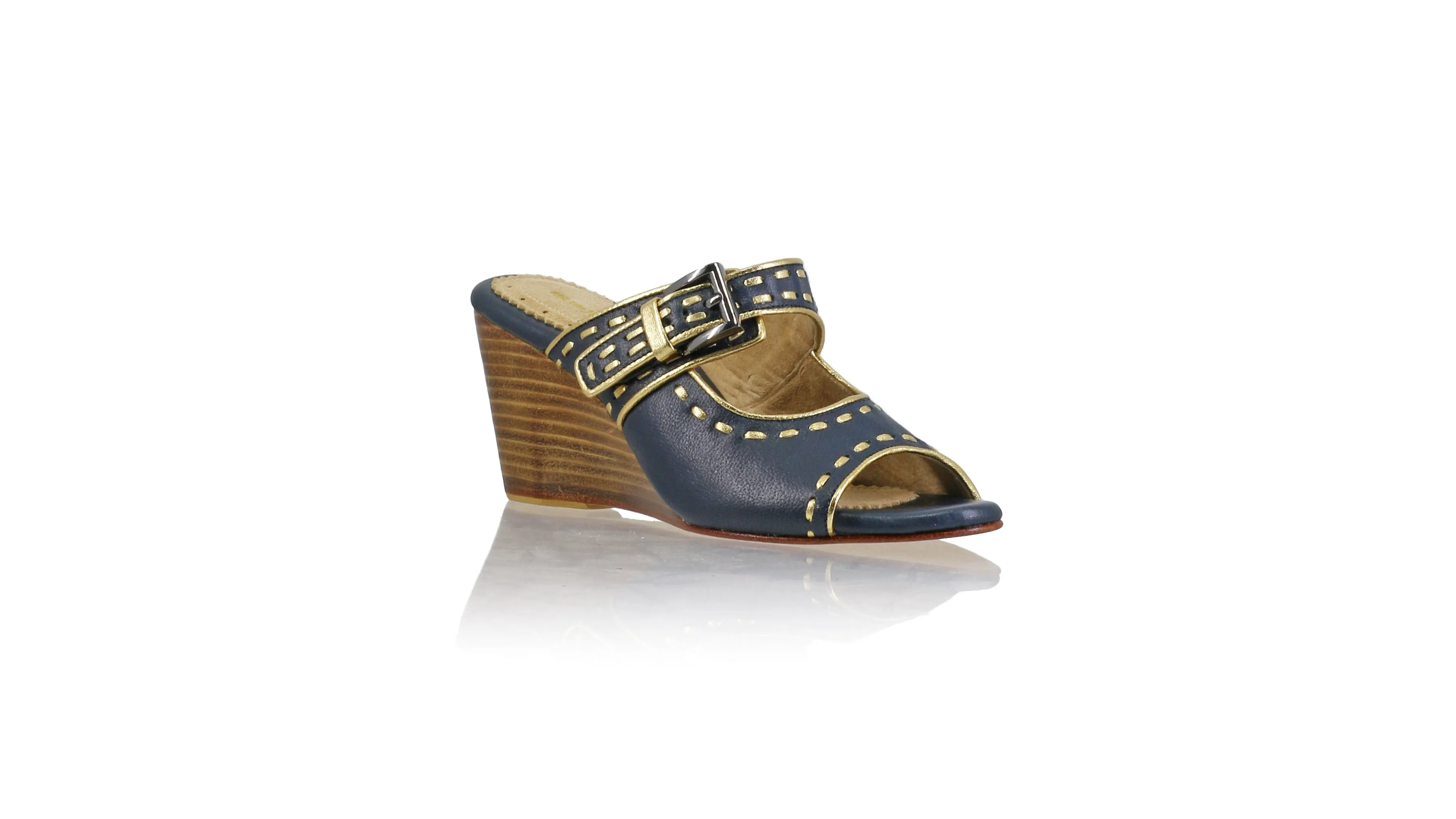Alex 80mm Wedges  - Navy & Gold