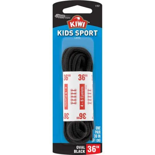 KIWI - Kids Oval Sports Laces Black 36" - 1 Pair